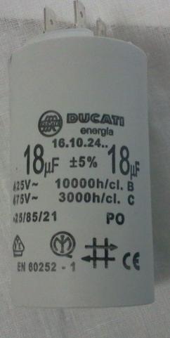 Condensatore 18 micro farad per motore elettrico