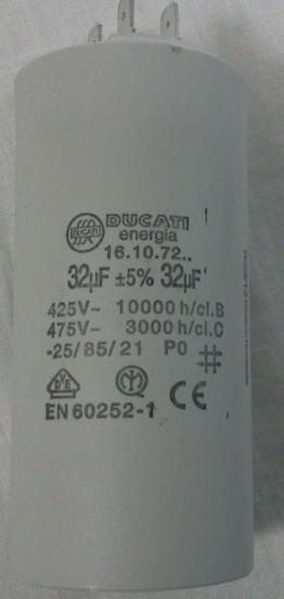 Condensatore 32 micro farad per motore elettrico