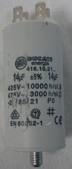Condensatore 14 micro farad con filetto per motore elettrico