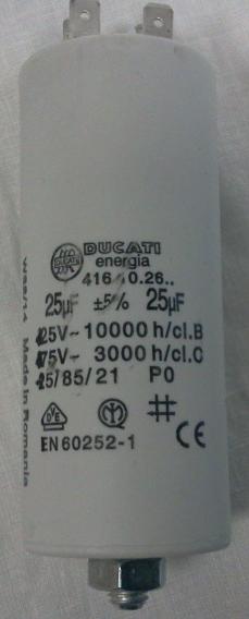 Condensatore 25 micro farad con filetto per motore elettrico