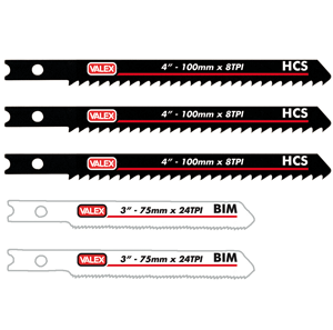 Set di 5 lame per taglio legno-metallo con seghetto alternativo