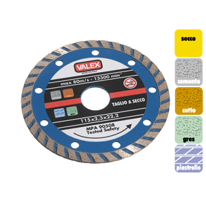 Disco da taglio diametro 230 diamantato turbo per taglio a secco