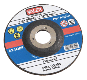 Disco da taglio diametro 230 mm a centro depresso per metalli