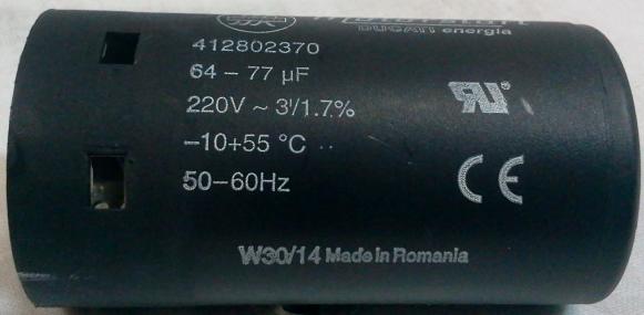 Condensatore elettrolitico 64 - 77 micro farad per spunto motore